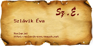 Szlávik Éva névjegykártya